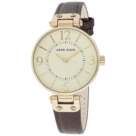 Anne Klein Women's Leather Strap Watch , Brown 1